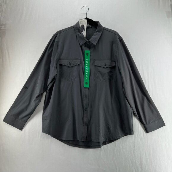 Eddie Bauer Departure 2.0 Long-Sleeve Shirt Women XL Roll Tab Button Up Charcoal - Picture 1 of 14